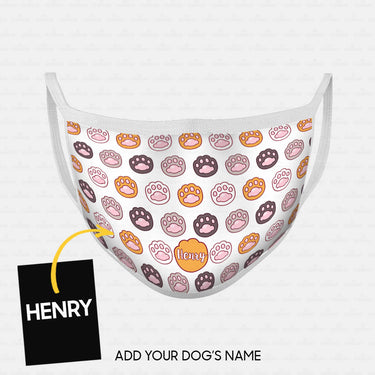 Personalized Dog Gift Idea - Many Cute Dog Paws On White For Dog Lovers - Cloth Mask